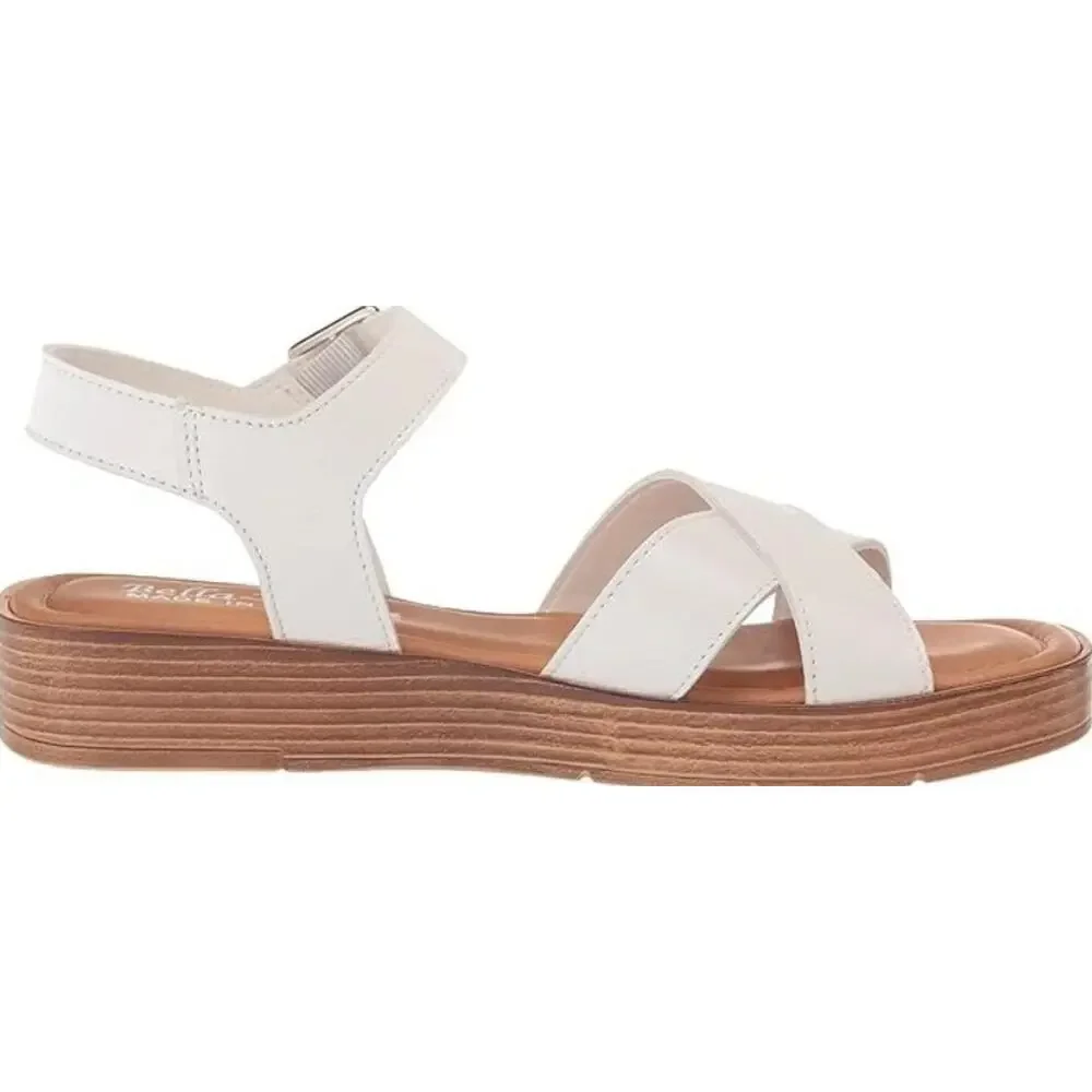 Bella Vita Women's Car-Italy Leather Wedge Sandals White Leather Size 7